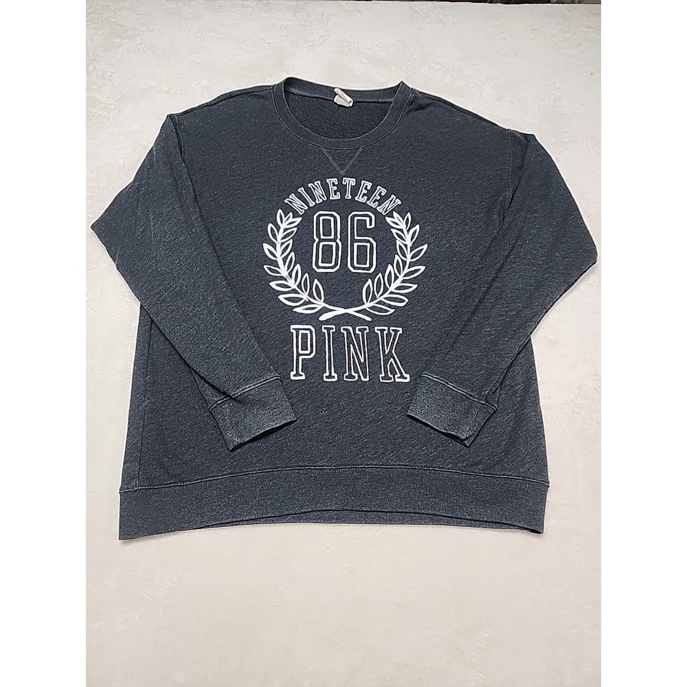 Victoria's Secret Pink Women Sweatshirt‎ M Gray Logo Long Sleeve